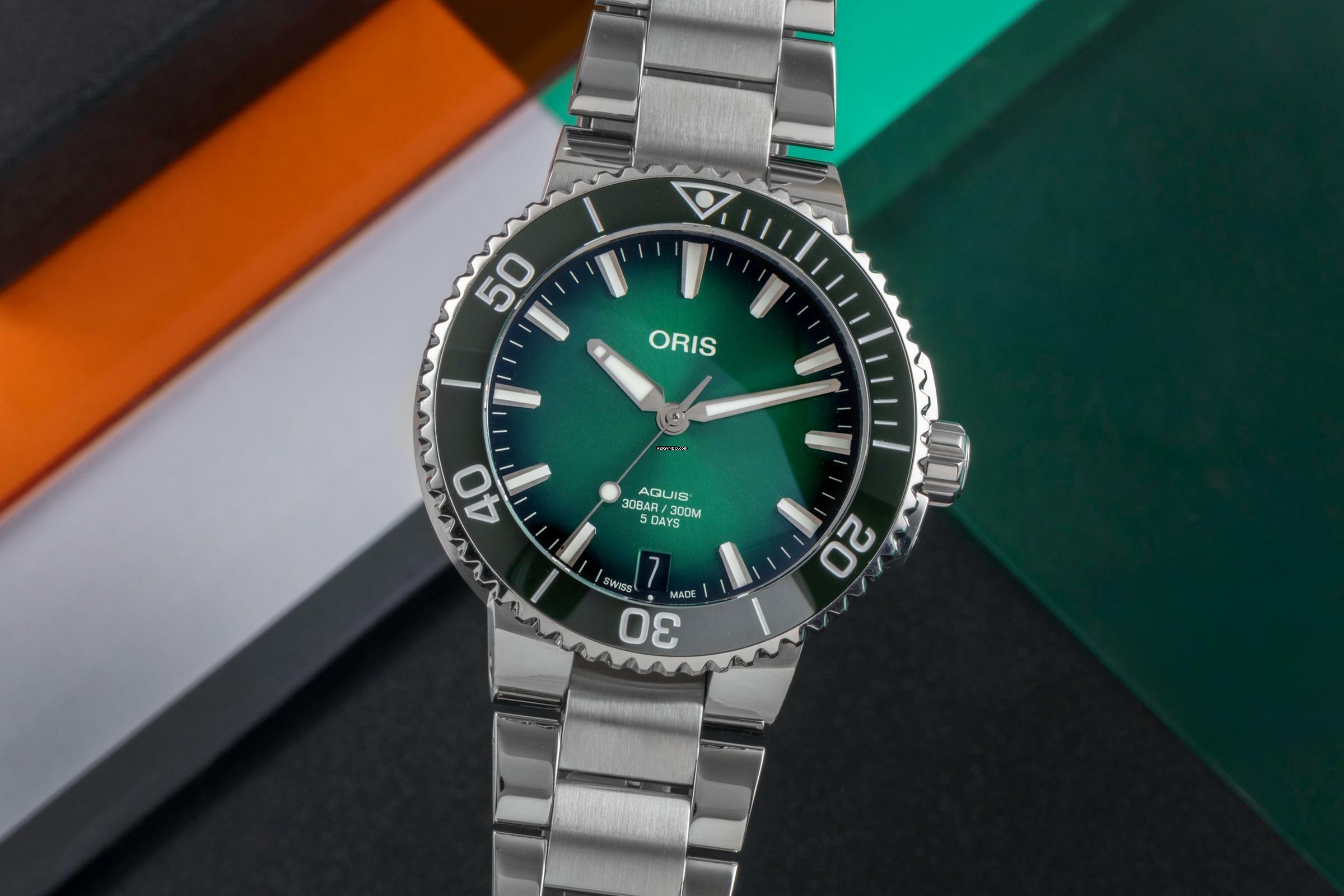 Oris Aquis Date Automatik Stahl Herrenuhr Ref. 01 400 7769 4157 B&P