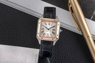 Thumbnail von Cartier Santos Dumont Stahl / Gold Quarz Damenuhr Ref. W2SA0012 B&P 2021