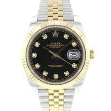  Rolex Datejust 41 Steel / Gold / Fluted / Jubilee Black Diamond Dial Like NEW </h1> 