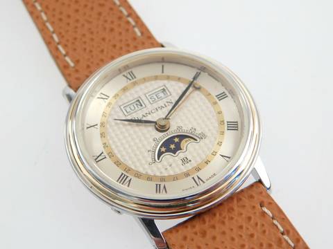  Blancpain Villeret Handaufzug Triple Calendar Mondphase Stahl - Goldlünette 34 mm TOP Zustand seltene Herrenuhr </h1> 