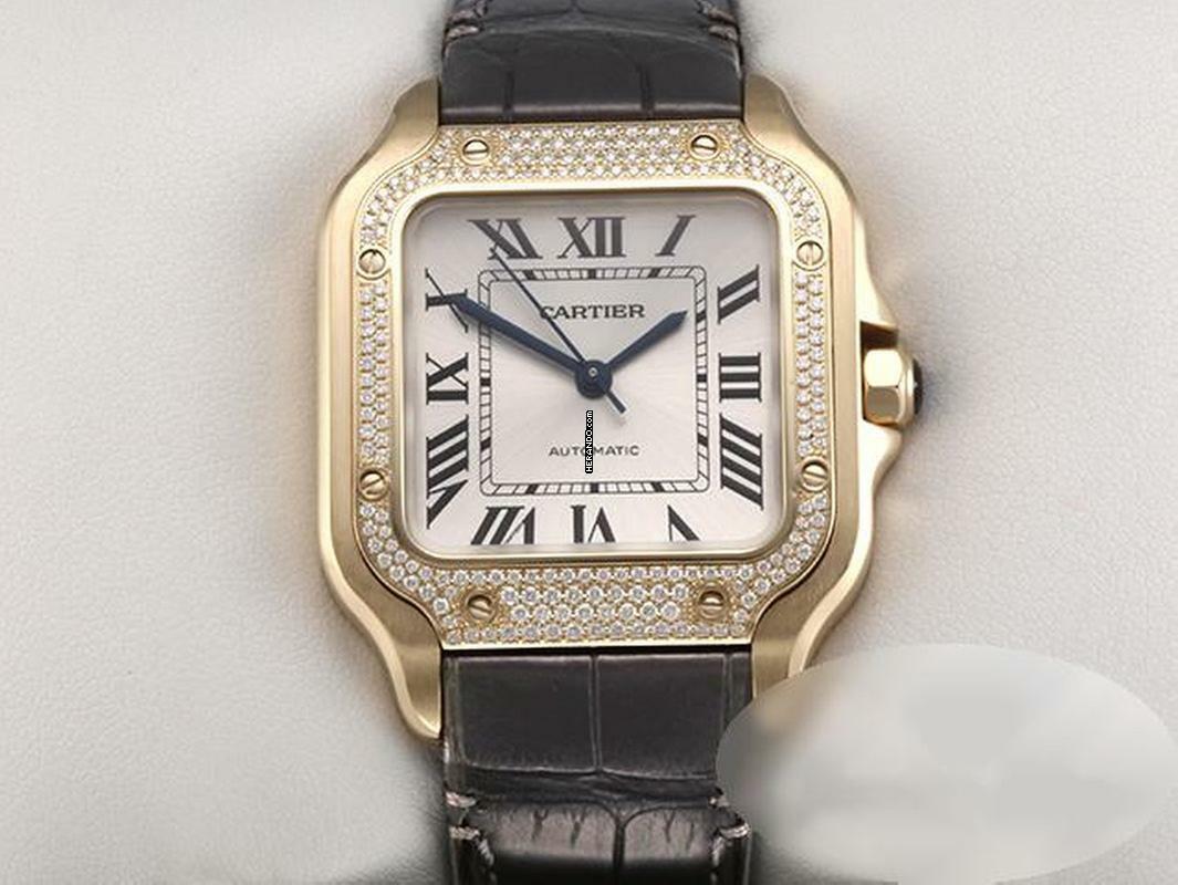 Cartier Santos Mittleres Modell Wjsa0013 2023 Gelbgold 750 Diamanten Automatik 18kt Yellow Gold </h1>