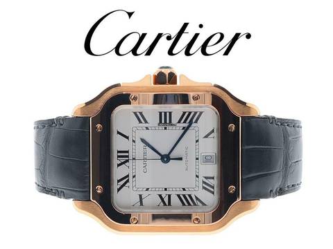  Cartier Santos de Cartier Roségold / Leder 2021 • Big Size • Sehr schönes Full Set aus 2021 • 