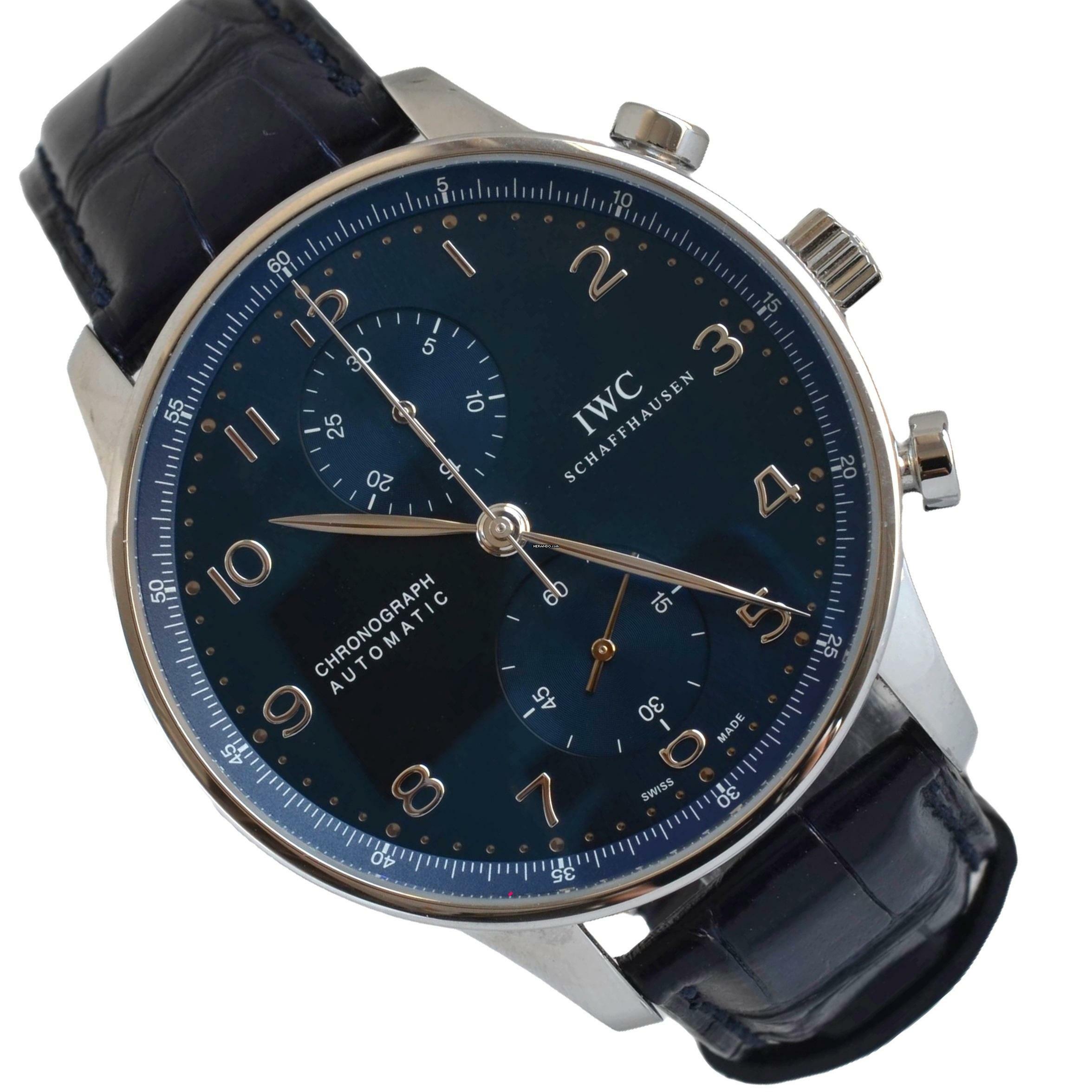 IWC Portugieser Chronograph Portuguese IW371491 chronograph blue dial Full Set Like NEW 2018’s