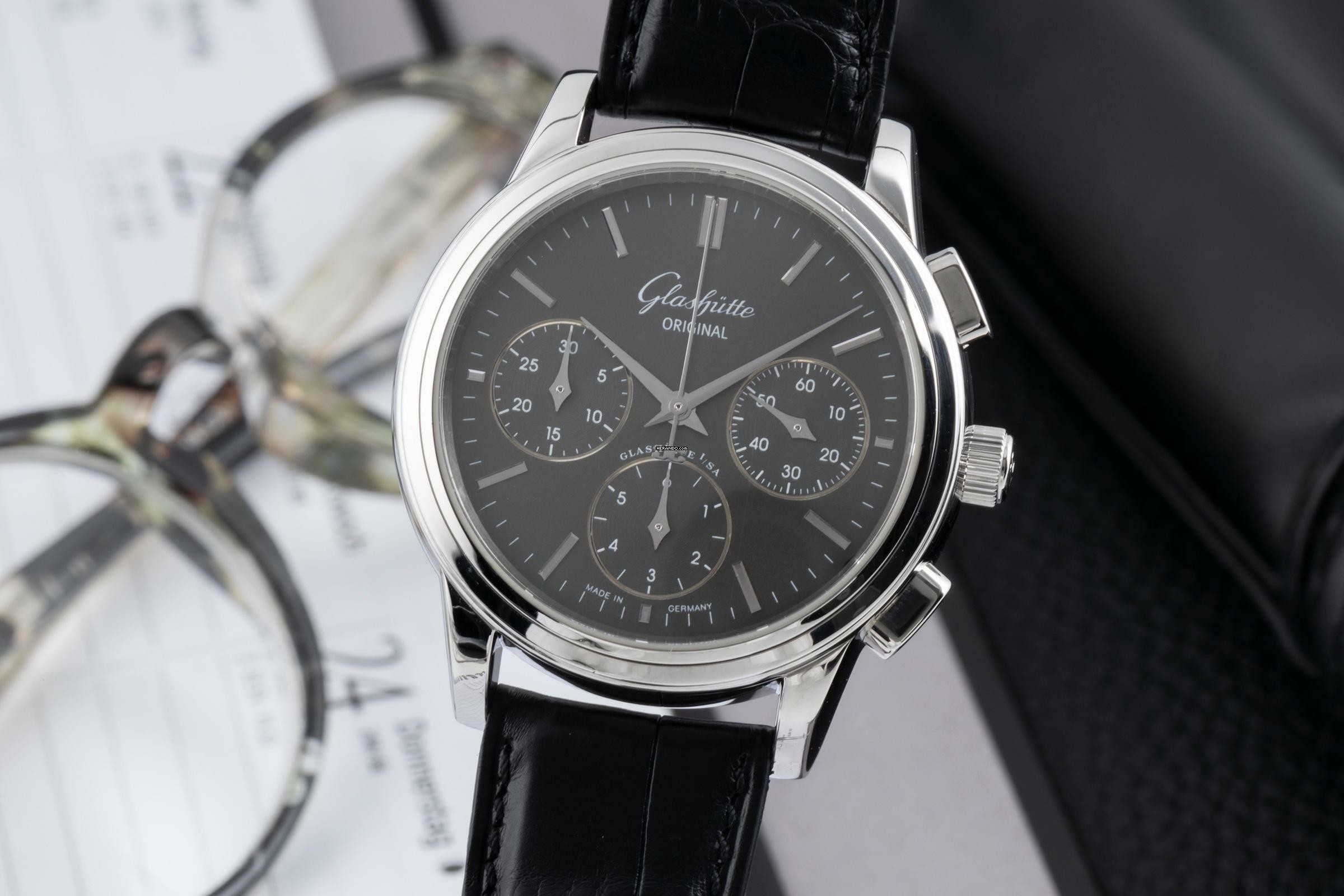 Glashütte Original Senator Chronograph Stahl Automatik Ref. 39-31-14-23-04 B&P