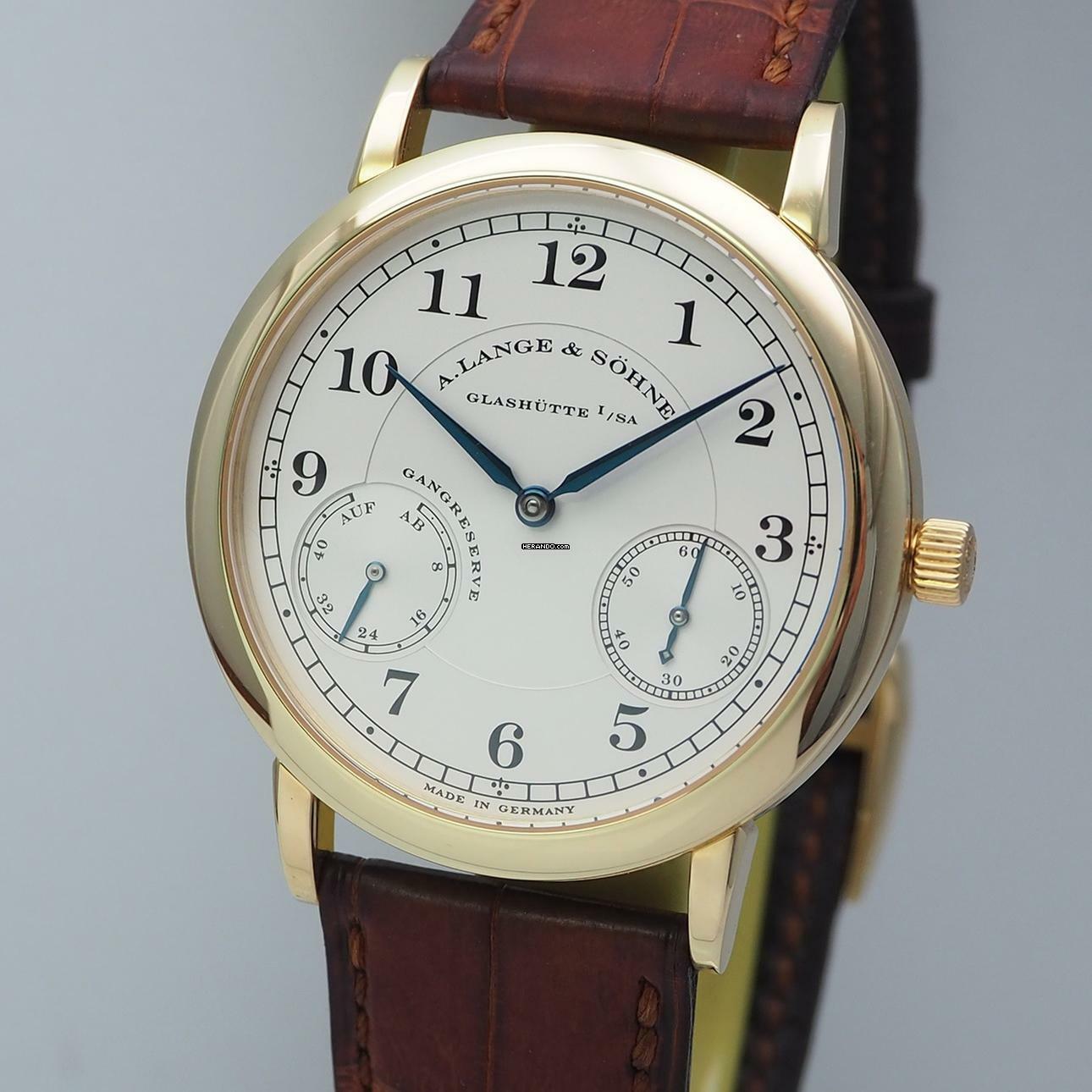 A. Lange & Söhne 1815 Auf Ab 221.021 Gold 18k/750 FULL SET +Neukaufrechnung Box+Papiere +Neukaufrechnung