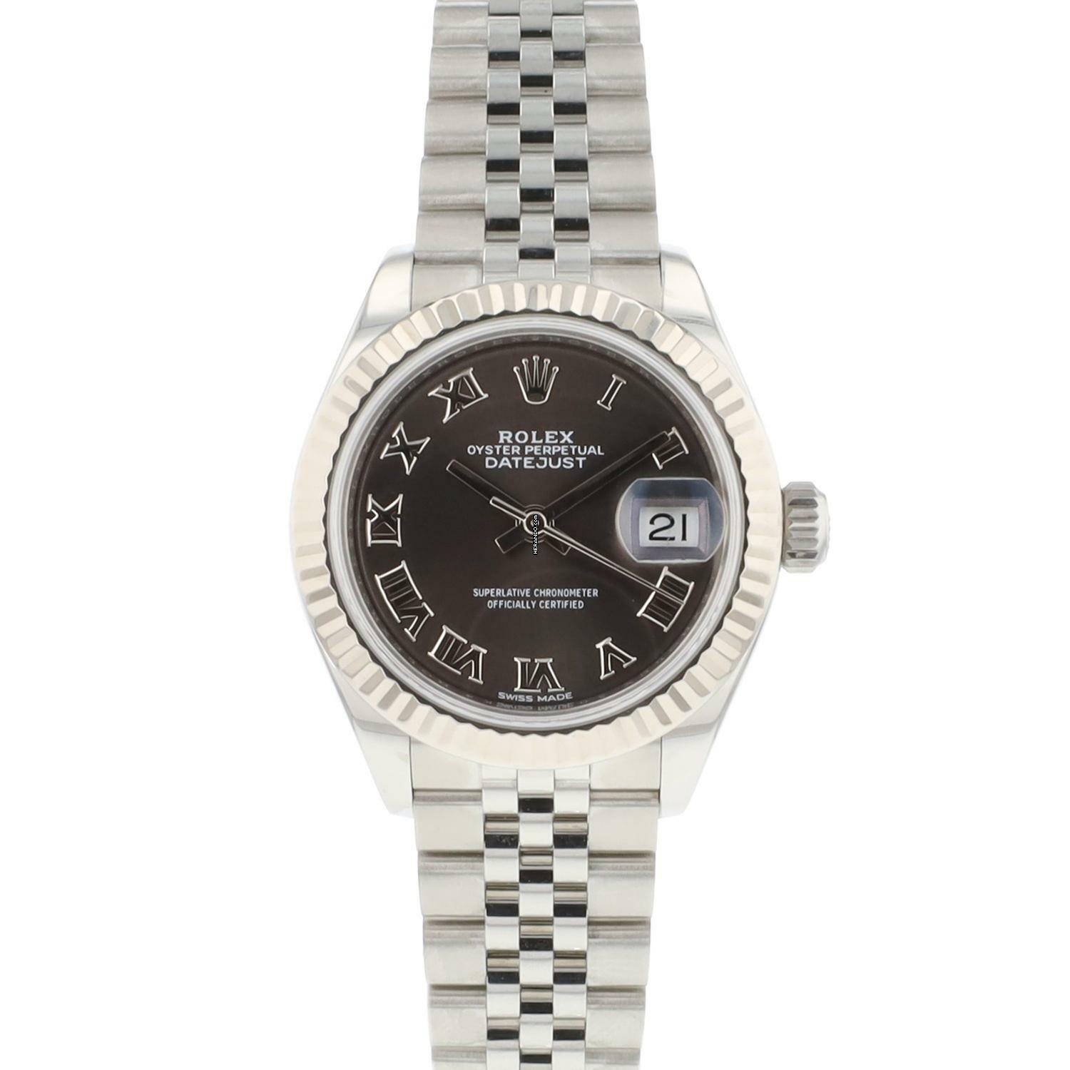 Rolex Lady-Datejust 28 Steel Jubilee Fluted Grey Roman Dial </h1>