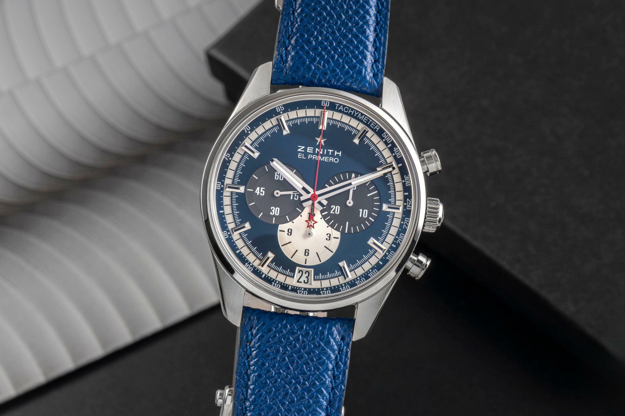 Zenith El Primero 36'000 VpH Chronograph Stahl Automatik Herrenuhr Ref 03.2040.400/53.C802