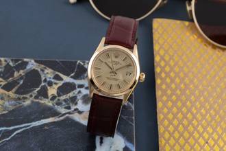 Thumbnail von Rolex Oyster Perpetual Date 18k Gold Damenuhr Ref.6624 vintage Klassiker