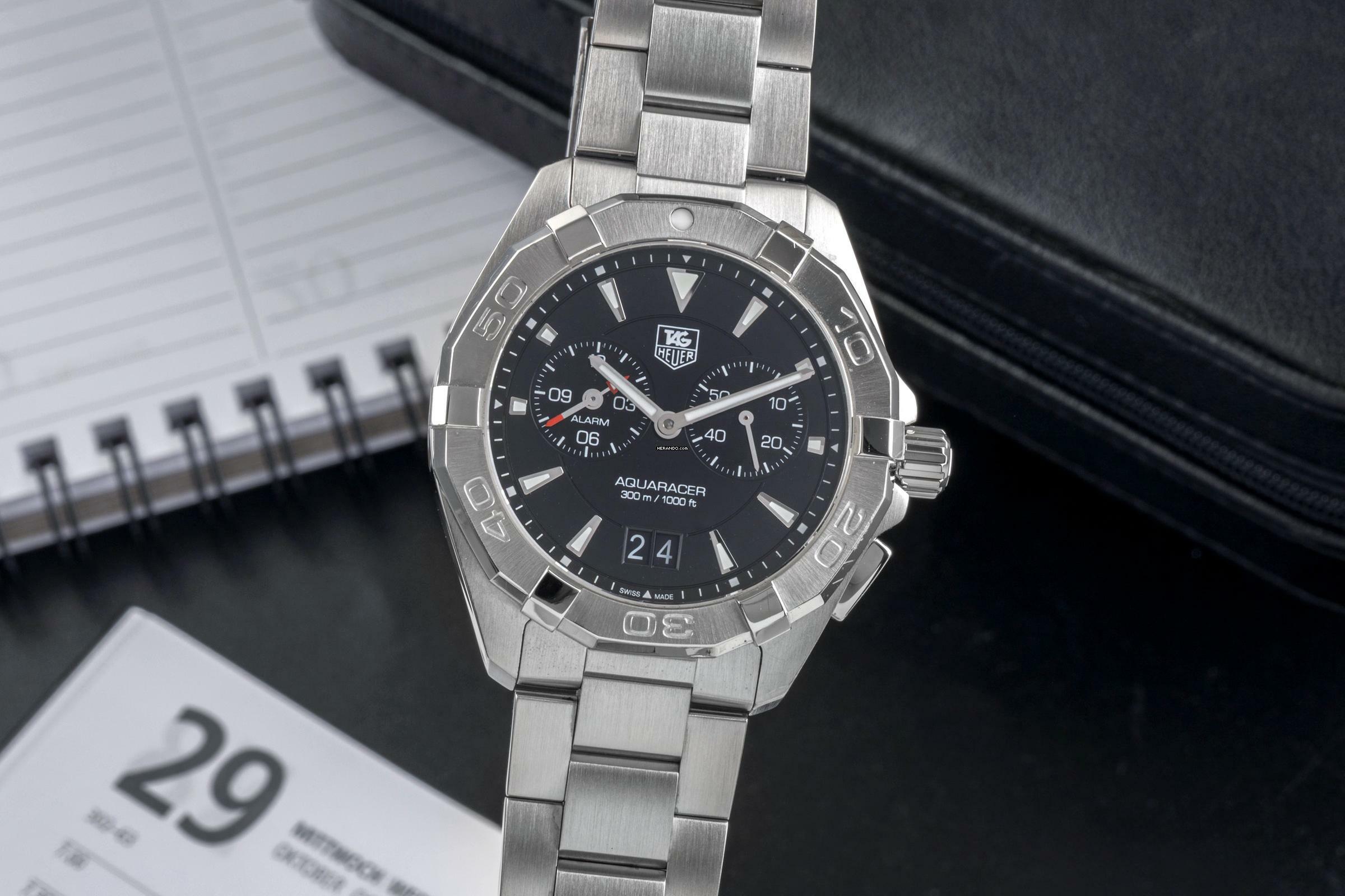 TAG Heuer Aquaracer 300M Edelstahl Herrenuhr Big Date Ref. WAY111Z B&P 2016