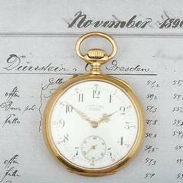 A. Lange & Söhne Grosse Lange 1 18k Gold Qualität 1A Taschenuhr mit Zertifikat u. Etui 1890 Grosses kal. 45 Werk Gewicht 109g. </h1>