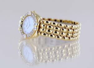 Thumbnail von Chopard Gstaad Lady Factory Diamond 1,19 CT Luxus Uhr 18K Gold B+P rar </h1>