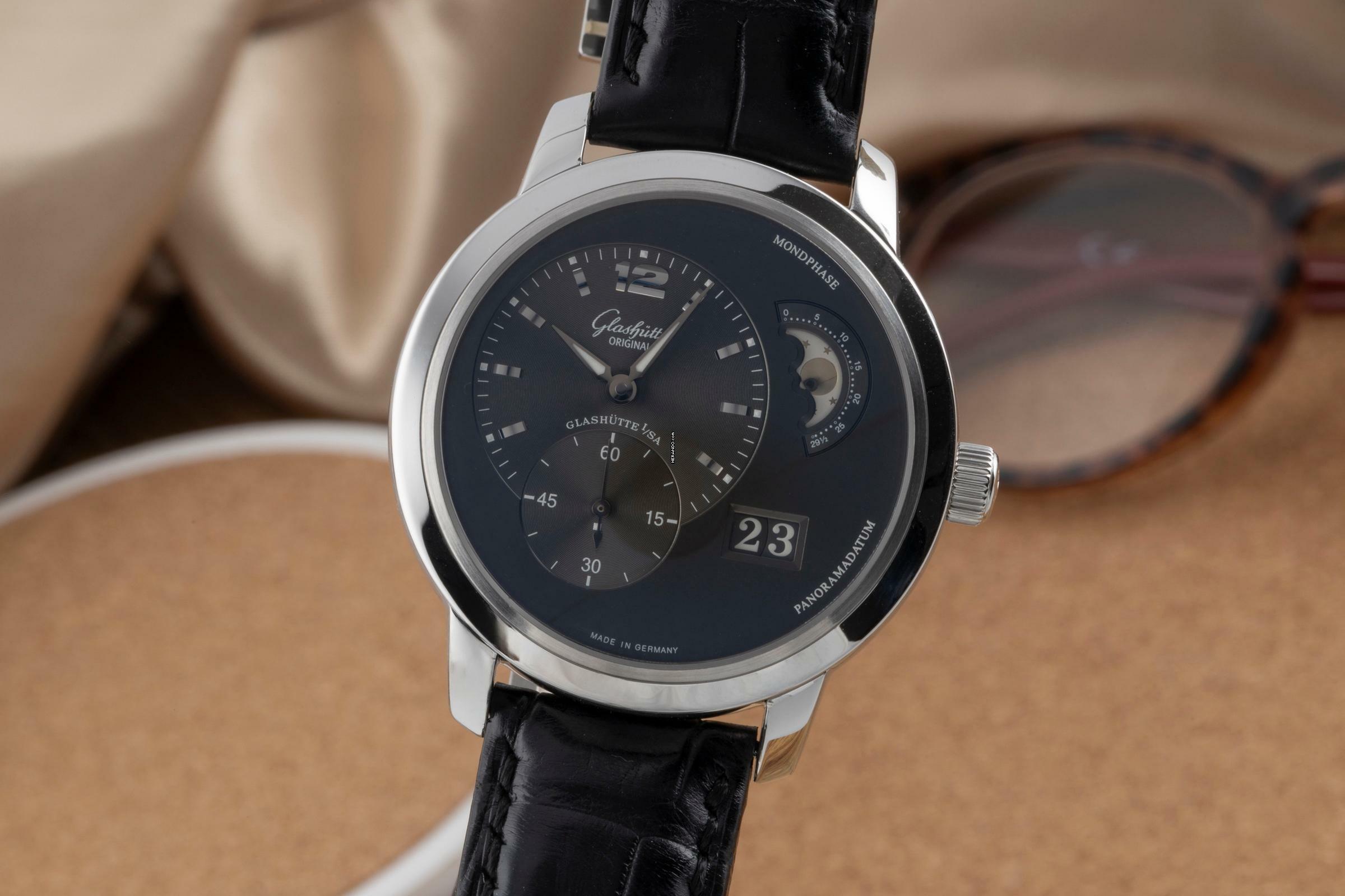 Glashütte Original PanoMaticLunar XL Edelstahl Automatik Herrenuhr Ref. 90-02-36-12-05