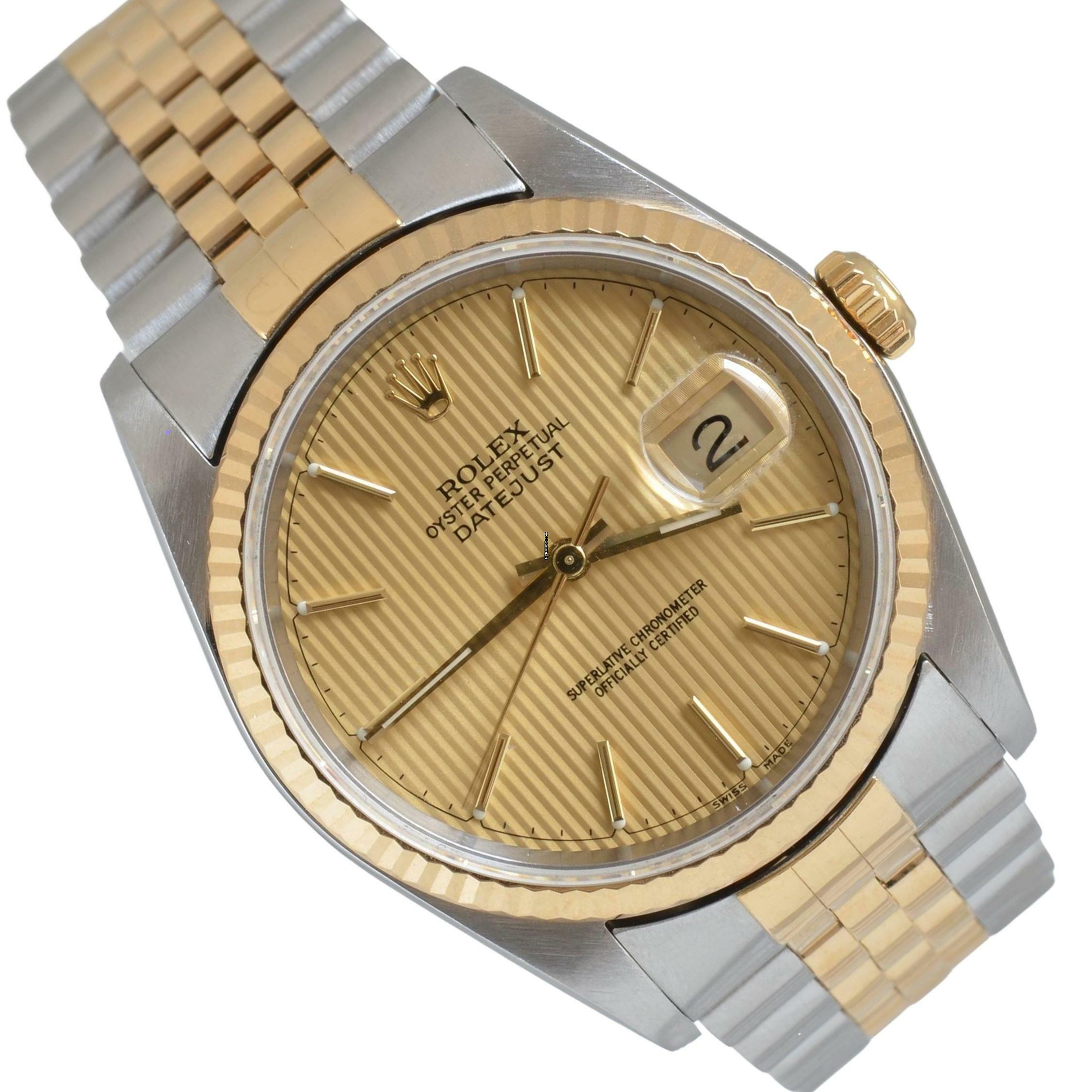 Rolex Datejust 36 16233 Tapestry champagne dial Full Set TOP Condition 2000’s