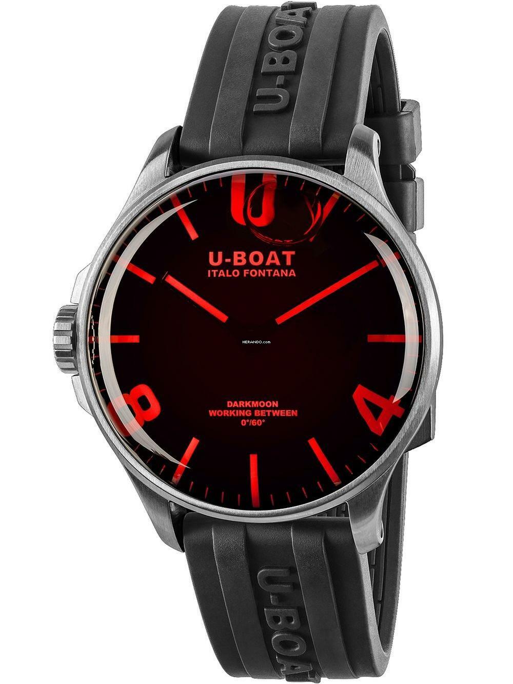 U-Boat 8465/B Darkmoon Red SS Herrenuhr 44mm 5ATM
