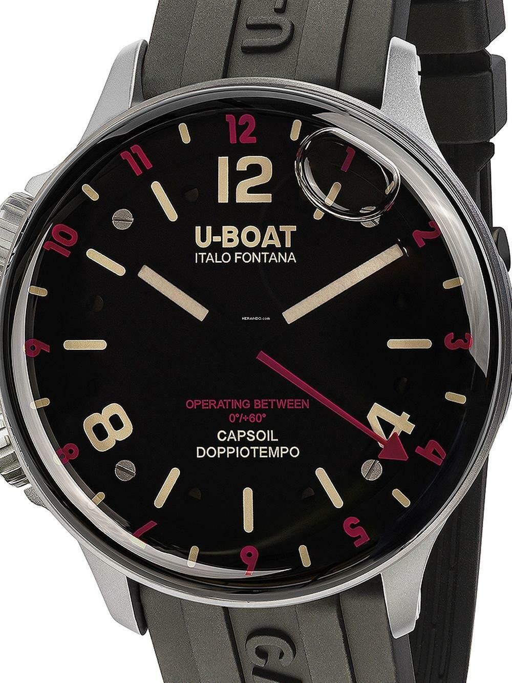 U-Boat 8839 Capsoil Doppiotempo SS GMT Herrenuhr 45mm 10ATM