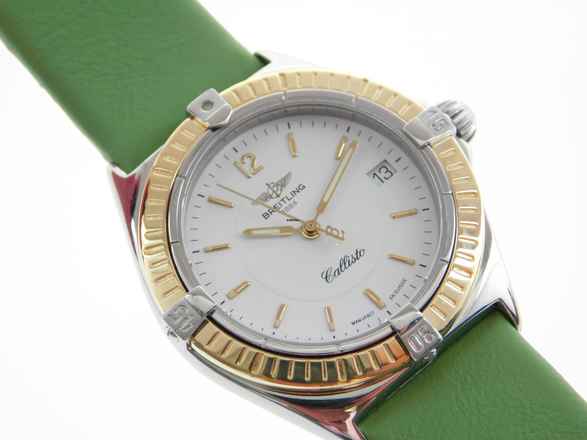  Breitling Callisto 34 mm Stahl Gold Herrenuhr im Top Zustand mit neuem Lederband 