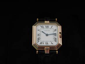 Thumbnail von Cartier Ceinture 18 Karat Tri - Color Ceinture Paris mit Tresoruhr wie Neu 27 x 34 mm original Band und Schließe </h1>
