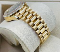 Thumbnail von Rolex Datejust 31 President Yellowg. BOX & PAPERS NEW 2024 Green Dial Orig. Diamond Setting