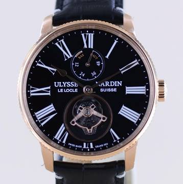  Ulysse Nardin Marine Torpilleur Tourbillon 18K Rosé Gold Automatic Black Enamel Limited 
