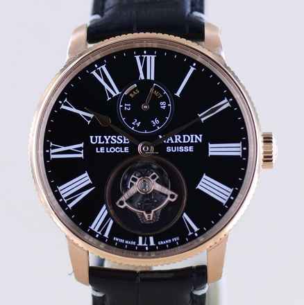 Ulysse Nardin Marine Torpilleur Tourbillon 18K Rosé Gold Automatic Black Enamel Limited 