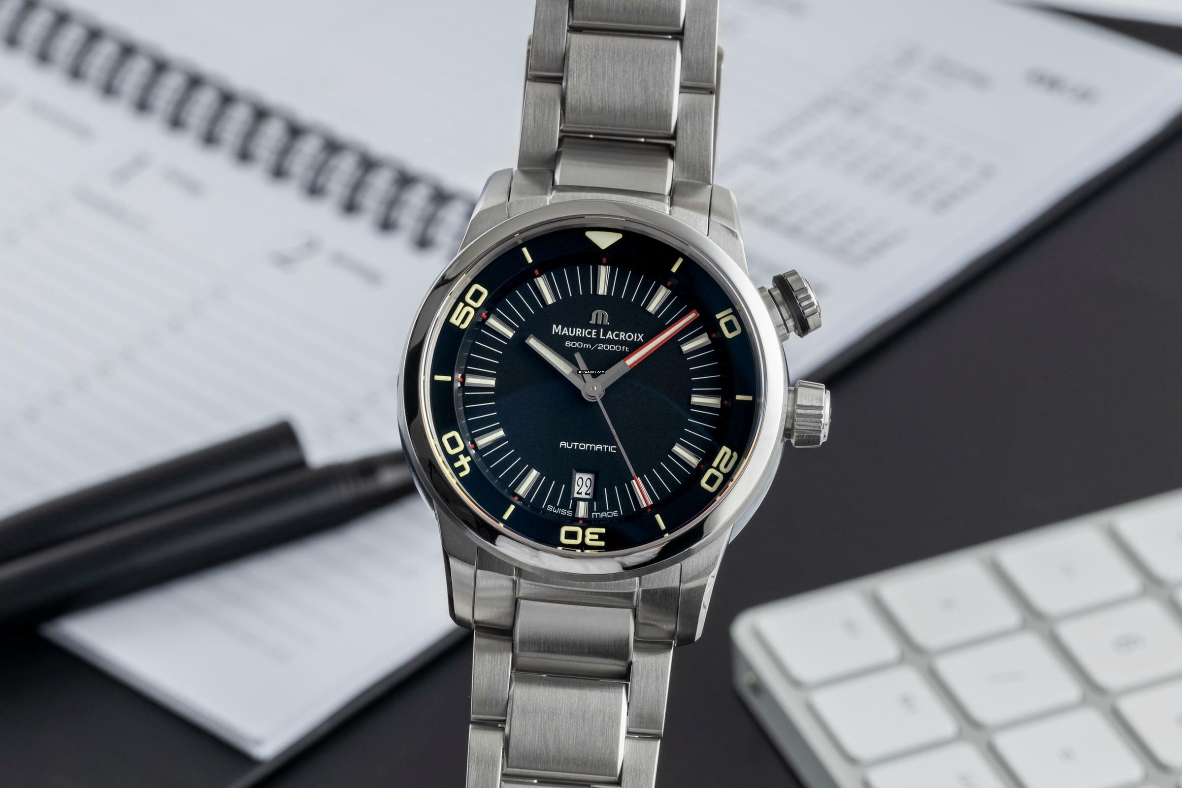 Maurice Lacroix Pontos S Diver Automatik Edelstahl Herrenuhr Ref. PT6248-55002-330B&P