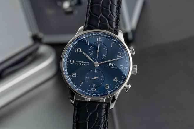  IWC Portugieser Chronograph Edelstahl Automatik Herrenuhr IW371606 B&P 