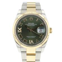Thumbnail von Rolex Datejust 36 Steel / Gold Oyster Fluted Green Roman Diamond Dial