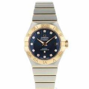  Omega Constellation Ladies Rose Gold Blue Diamond Dial  