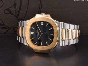 Thumbnail von Patek Philippe Nautilus 3700 Steel/gold Blue Dial Original Box / Warranty 1982 Very Rare