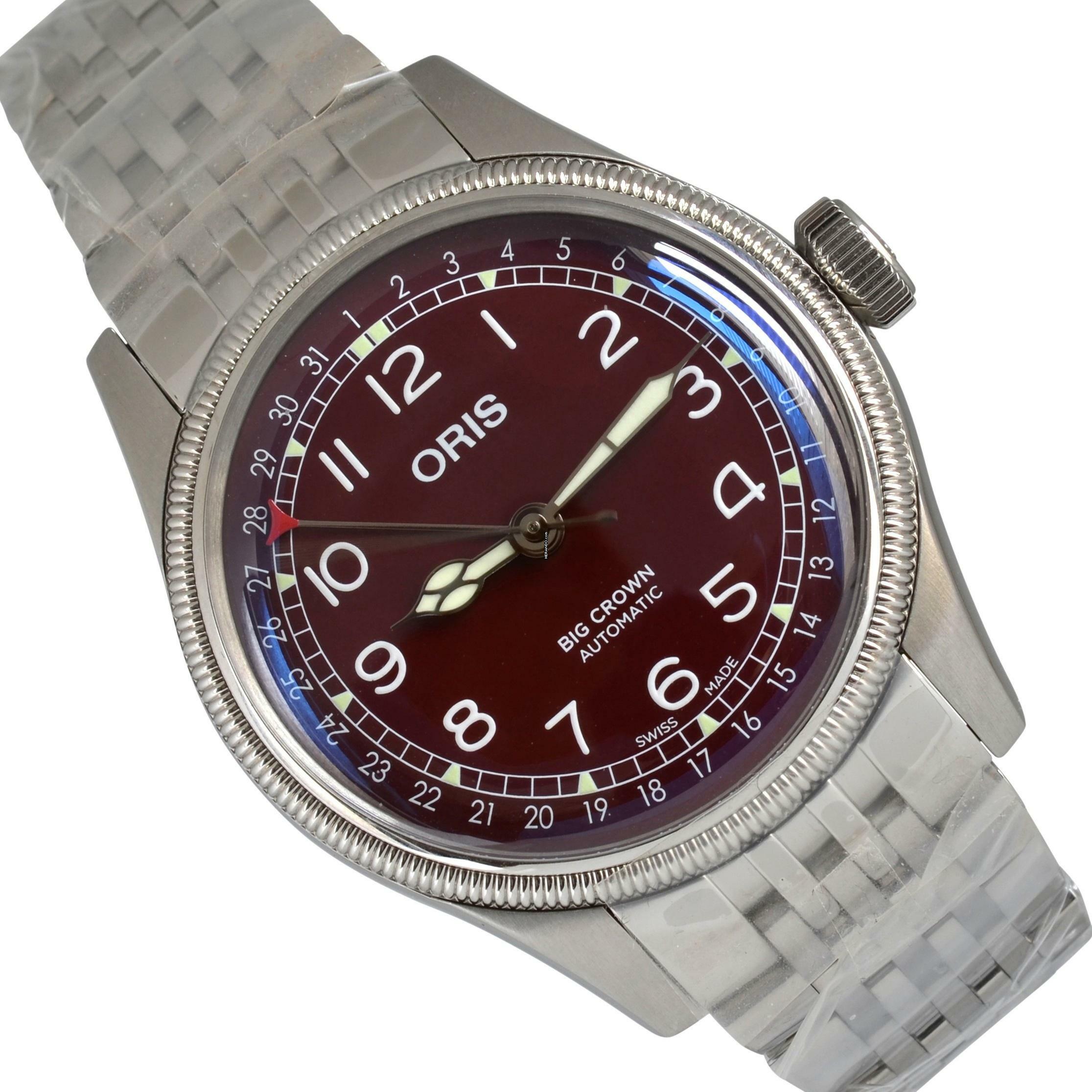 Oris Big Crown Pointer Date burgundy dial Full Set NEW 2024’s