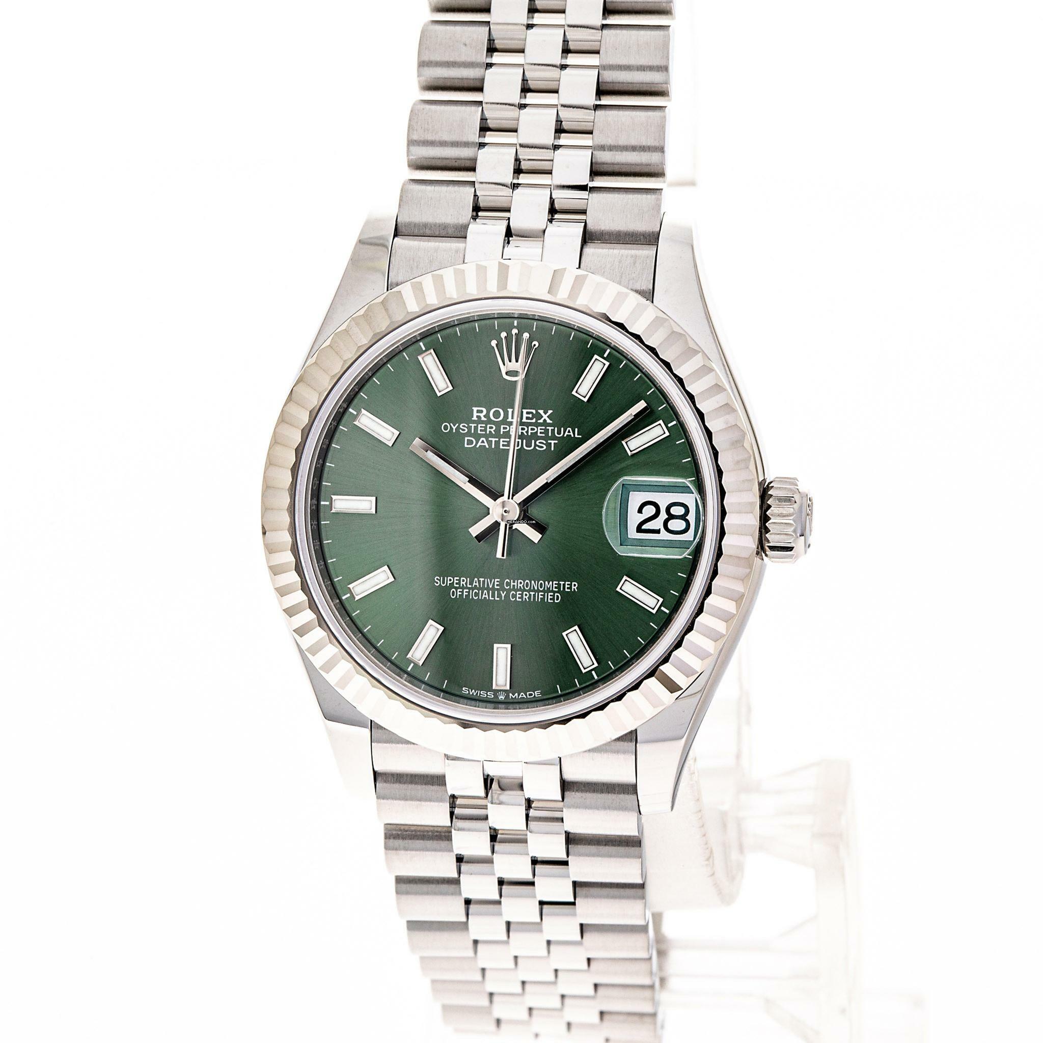 Rolex Datejust 31 Mint Green Jubilee – Whitegold Bezel – 278274 – NEW – Lc100 – 2022 Full Set