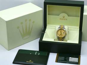 Thumbnail von Rolex Datejust 36 116233 Gold Dial With Big Diamonds - Full Set 36mm