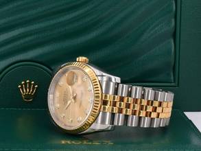 Thumbnail von Rolex Datejust 36 116233 Gold Dial With Big Diamonds - Full Set 36mm