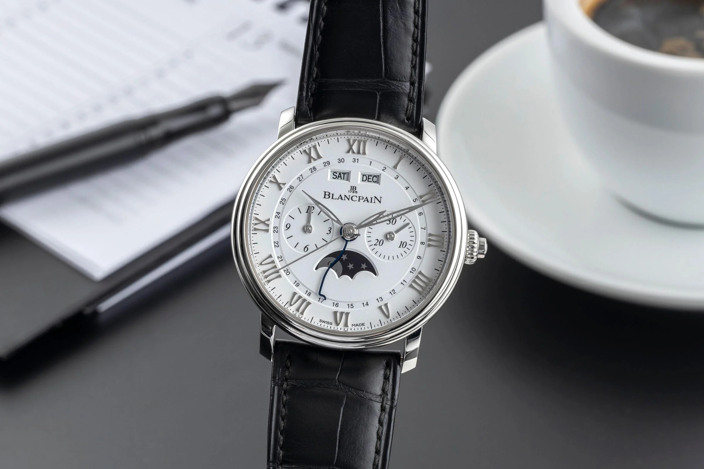 Blancpain Villeret Complete Calendar Chronograph Stahl Automatik Herrenuhr Ref. 6685-1127-55B