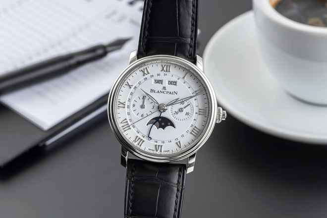  Blancpain Villeret Complete Calendar Chronograph Stahl Automatik Herrenuhr Ref. 6685-1127-55B 