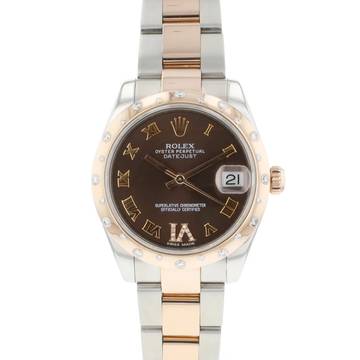  Rolex Datejust 31 Steel Everose Choco Roman Diamond Dial 