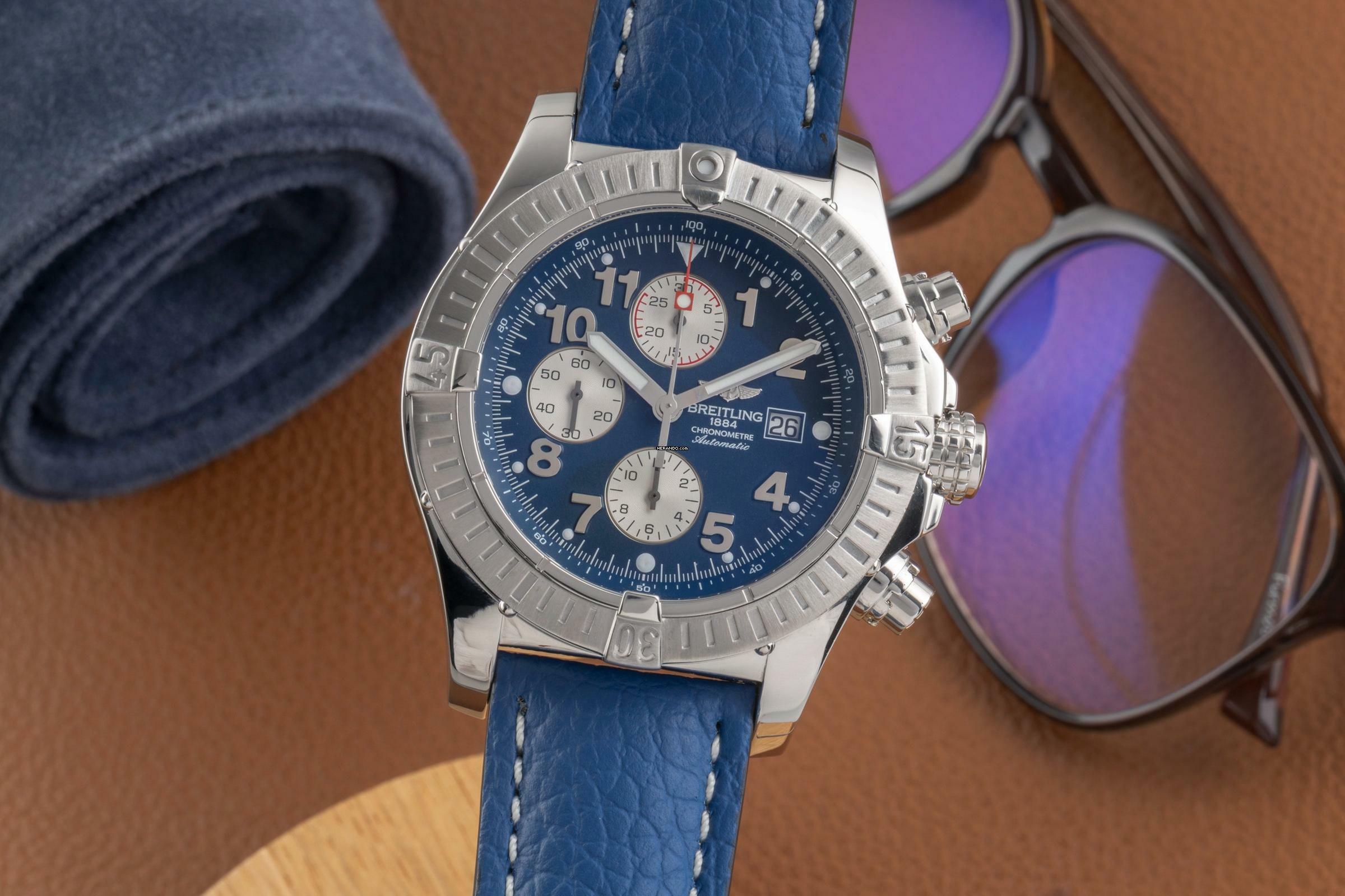 Breitling Super Avenger Chronograph Edelstahl Automatik Ref. A13370-028 Papiere