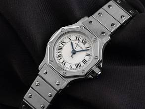 Thumbnail von Cartier Santos Octagon PM kleines Modell Ref.187903 1992 orig. Box sehr gut Vintage