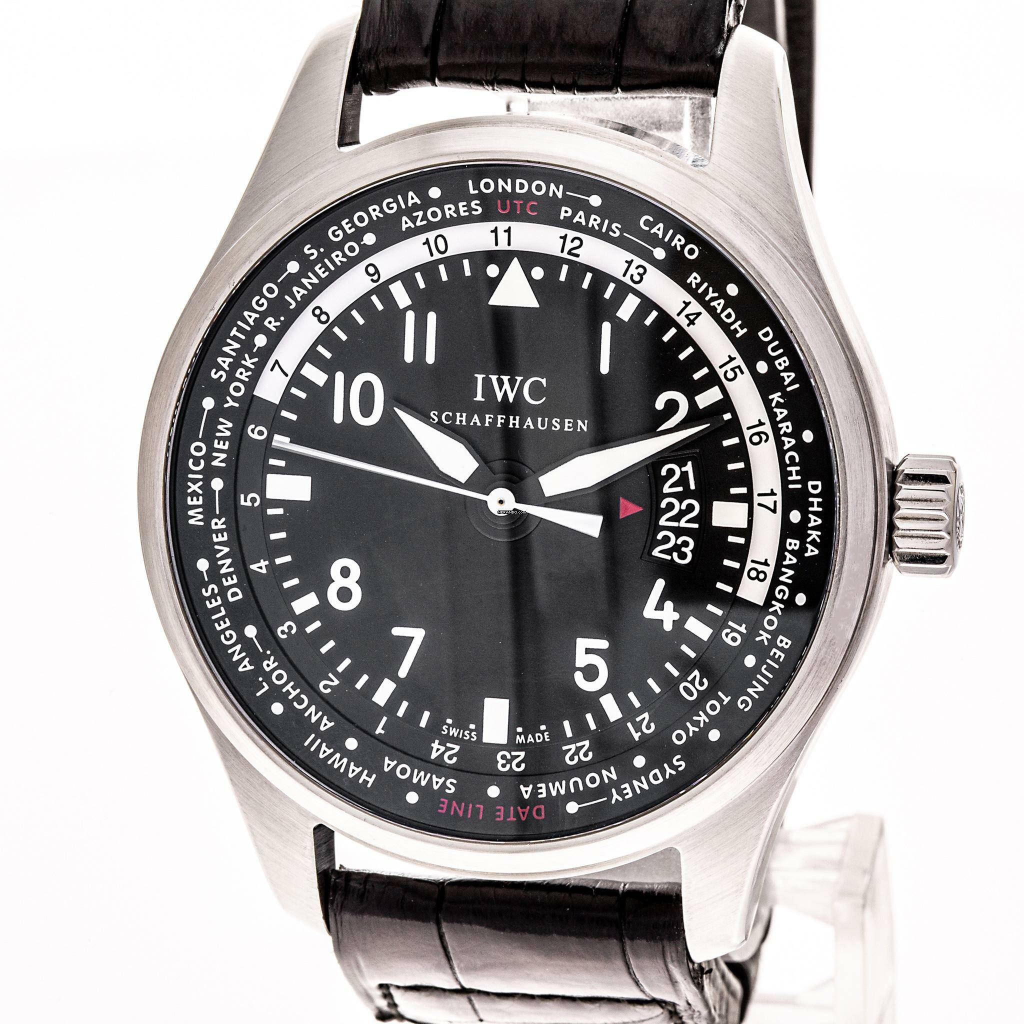 IWC Fliegeruhr Worldtimer 45 Black Dial – IW326201 – like NEW – 2015 Full Set