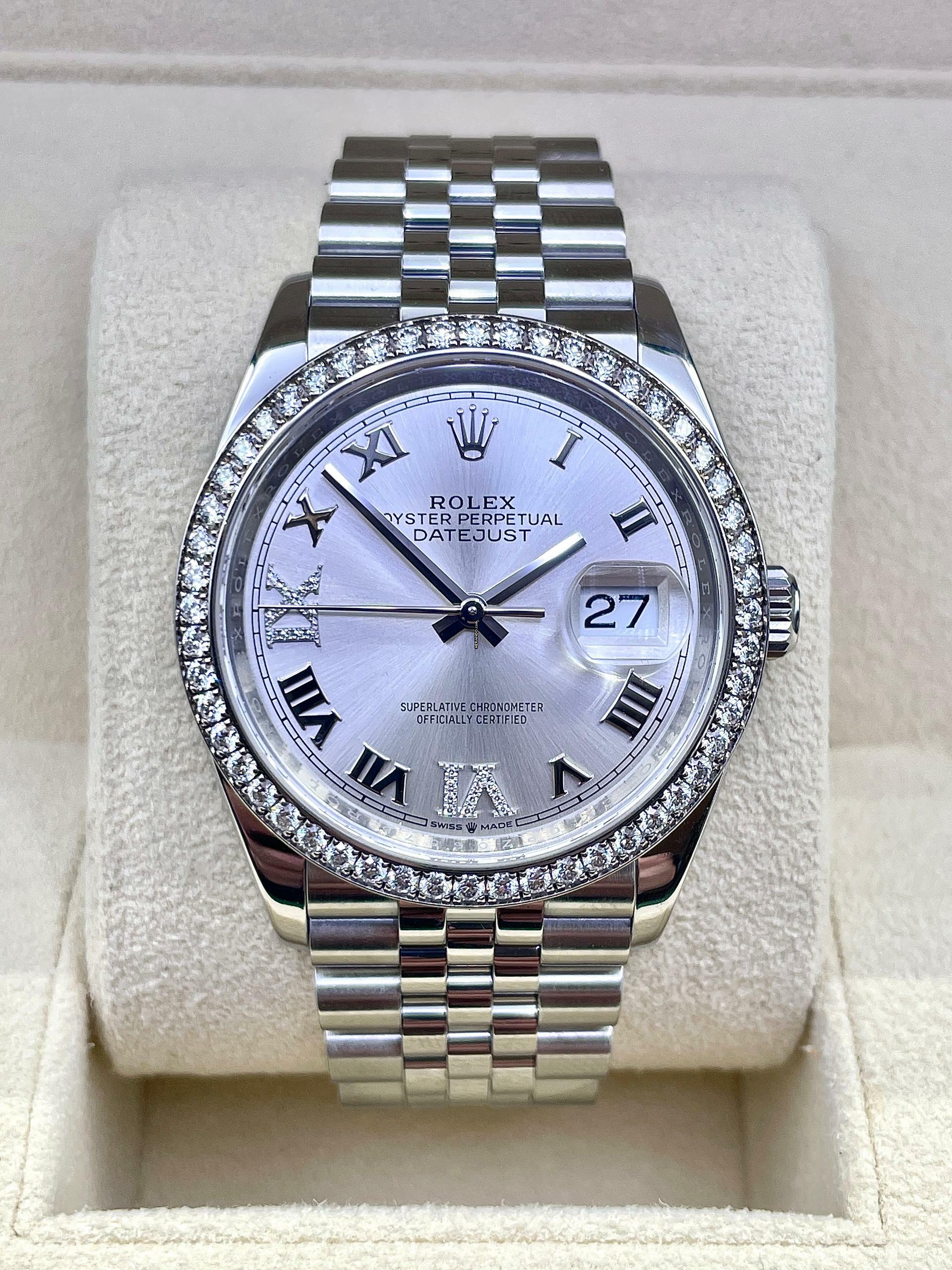 Rolex Datejust 36 Jubilee SILVER XI VI Diamond Dial and Bezel FULL SET WITH BOX AND PAPERS LIKE NEW year:2024