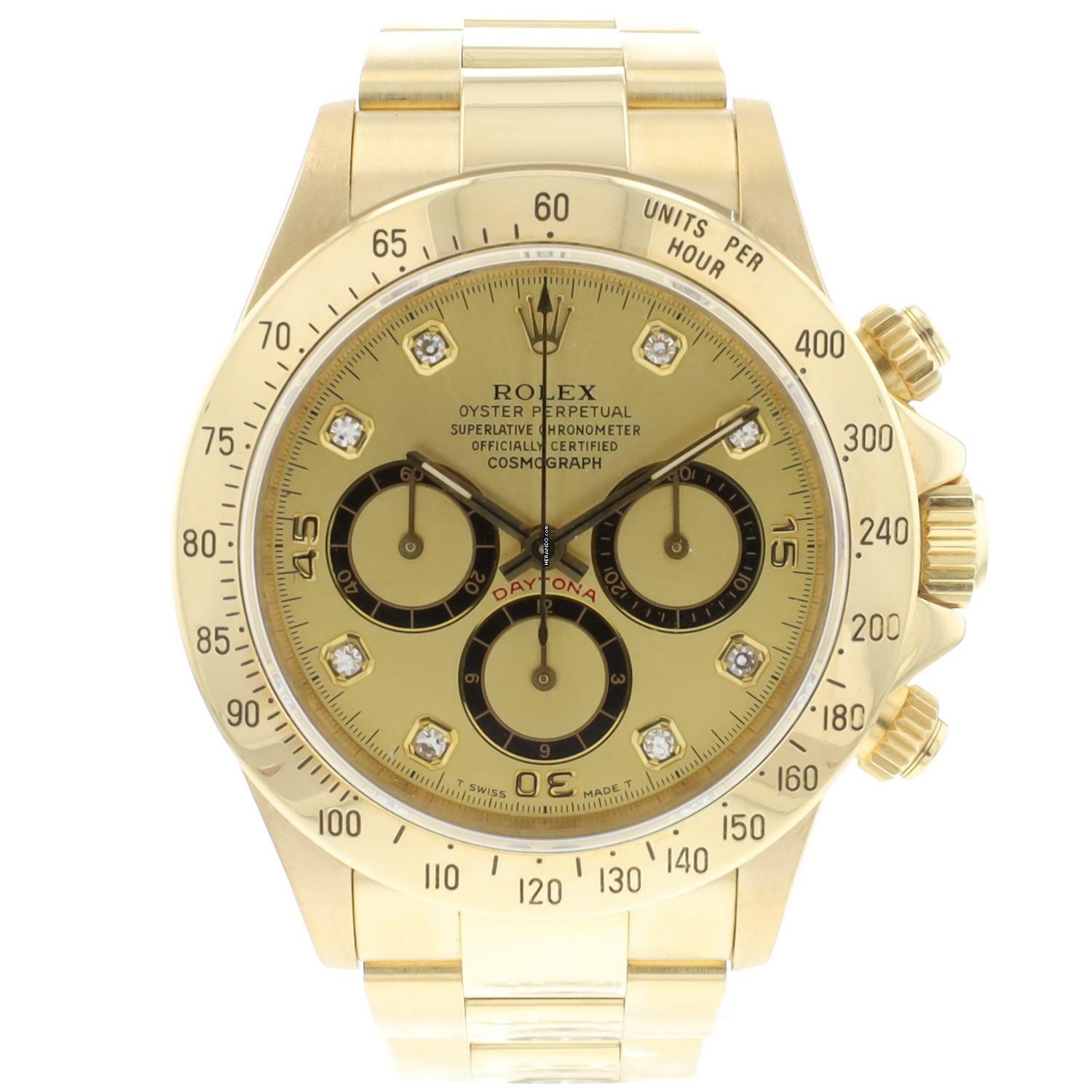 Rolex Daytona Zenith Yellow Gold Champagne Diamond Dial