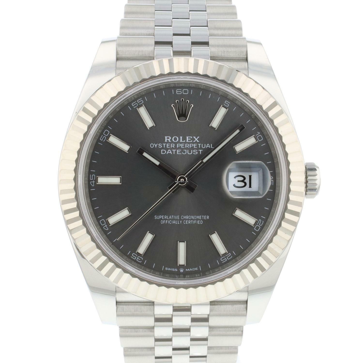 Rolex Datejust 41 Jubilee Fluted Rhodium NEW 2025