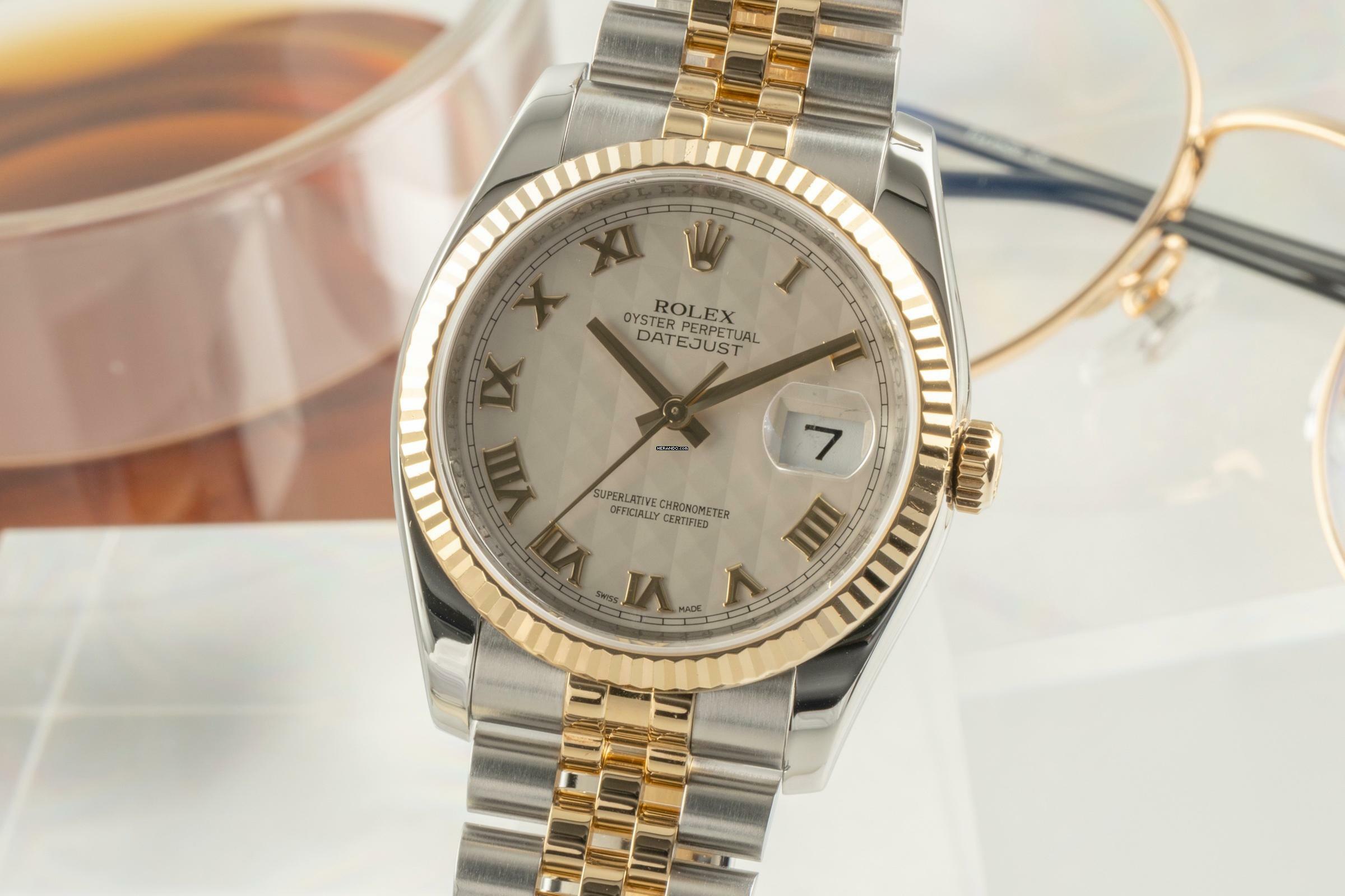 Rolex Datejust 36 Stahl / Gold Automatik Pyramid Dial Herrenuhr Ref. 116233