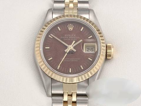  Rolex Lady-Datejust Edelstahl Gelbgold 750 Holz-zifferblatt Automatik Gold Stahl Damen Wood Dial Stainless Steel 18kt Yellow Gold Jubilé-band Chronometer Oyster 