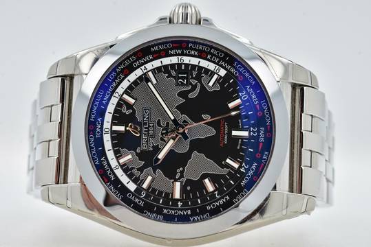  Breitling Galactic Unitime 44mm WB3510U4/BD94 Black Dial GMT World Timer  