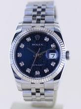 Thumbnail von Rolex Datejust 36 blue 36mm Diamond Laser Dial Jubiléband fluted Whitegold B+P