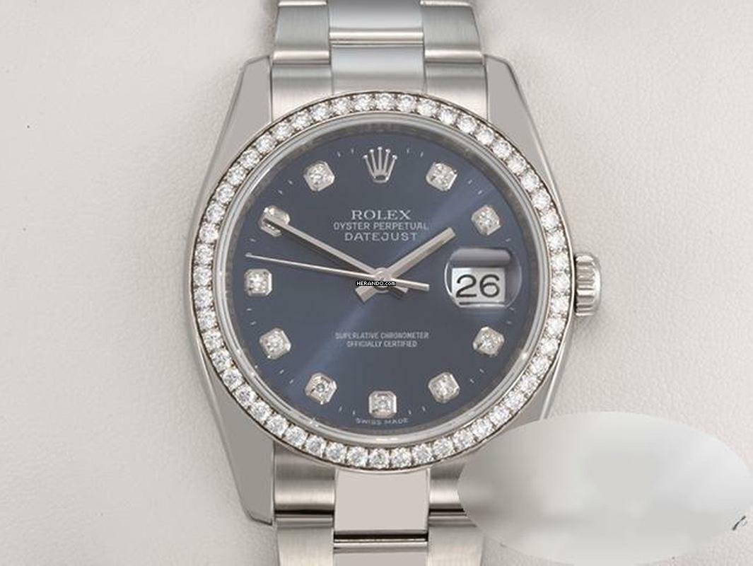 Rolex Datejust 36 36mm 116244 Stahl Weissgold 750 Diamanten Automatik Stainless Steel 18kt White Gold Oyster-band Chronometer Blue Dial