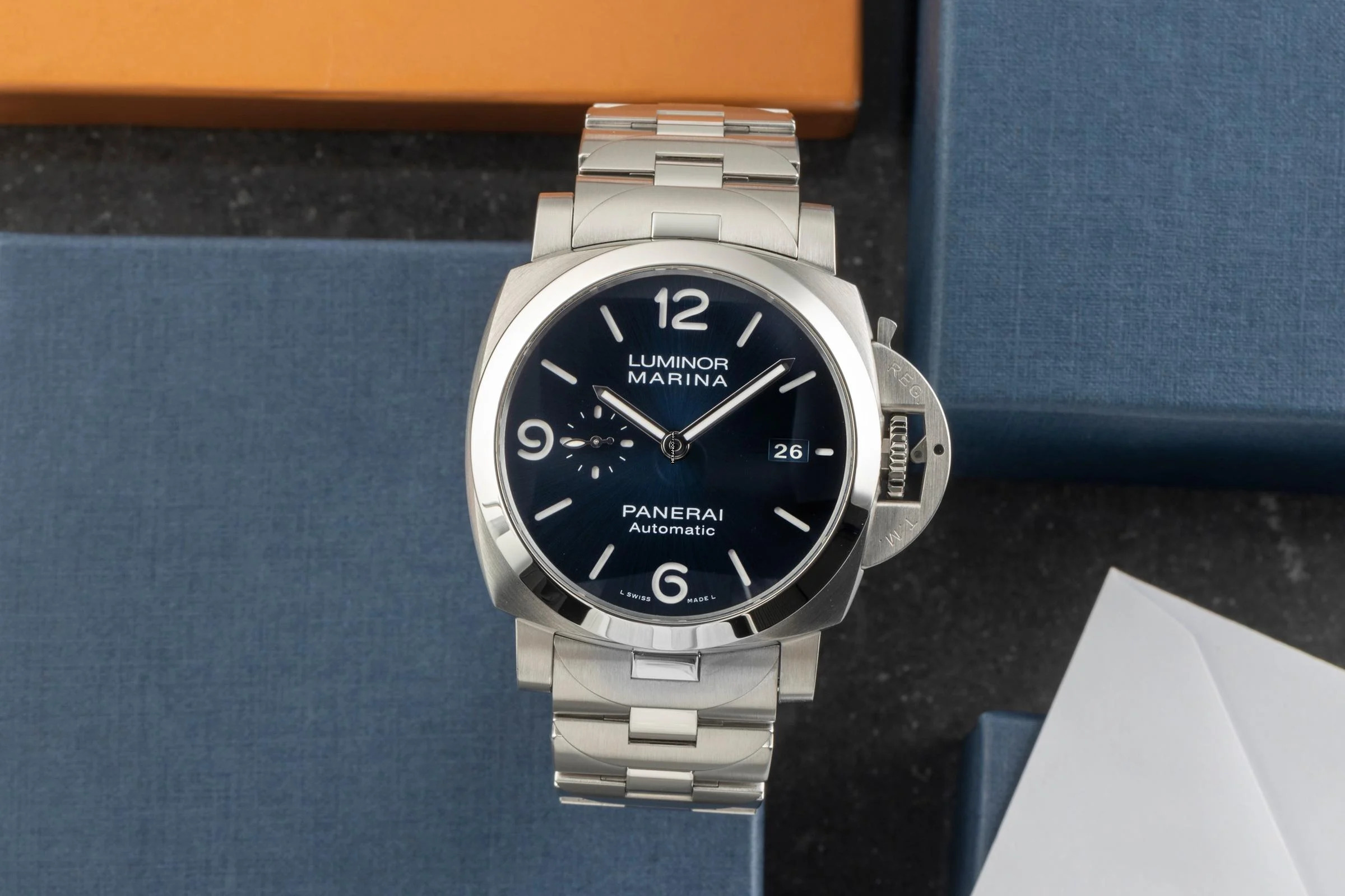 Panerai Luminor Marina Automatic Specchio Blu Stahl Automatik Herrenuhr Ref. PAM01316