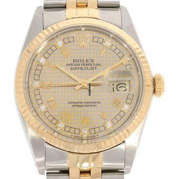  Rolex Datejust 36 Herrenarmbanduhr Datejust Automatik 16013 Houndstooth Dial aus Stahl / Gold Fullset  
