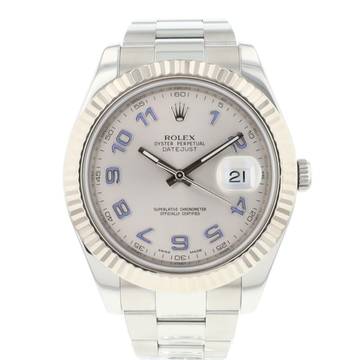  Rolex Datejust II Fluted Rhodium Arabic Dial  